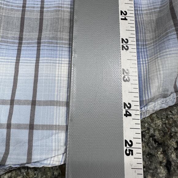 INC International Concepts Shirt Mens Size M Blue Plaid Western Pearl Snap FLAW - Picture 5 of 8